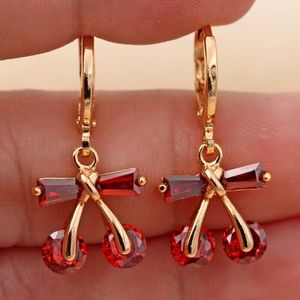 18kt Gold Filled Ruby Cherry Topaz Earrings
